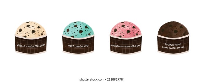Set of ice cream scoop different tastes vector design great for cards, banners, headers, party posters or decorate your artwork.