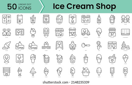 Set of ice cream shop icons. Line art style icons bundle. vector illustration