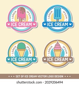 set of ice cream shop logo. gelato badges. Vector italian ice cream labels. Retro design for cafeteria or bar.