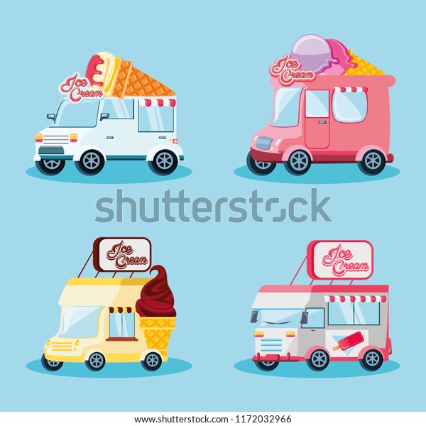 set ice cream shop\
vans