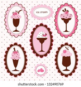 Set of ice cream stickers