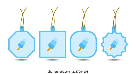 Set of Ice Cream tags with cord
