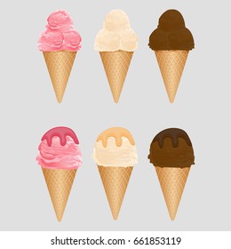 Set of ice cream. Tasty colorful ice cream. Summer cold dessert