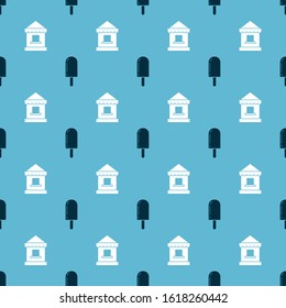Set Ice cream and Ticket box office on seamless pattern. Vector