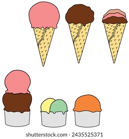 Set of ice cream vector design.