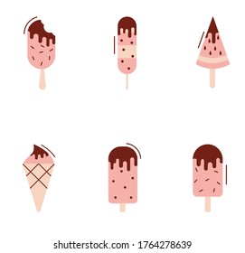 set Ice cream vector icon on white background.