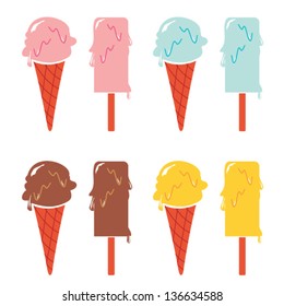 Set of ice cream, vector illustration.