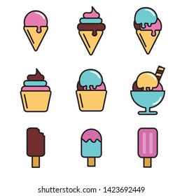 Set of ice cream vector illustration isolated on white background suitable for graphic illustration or icon 