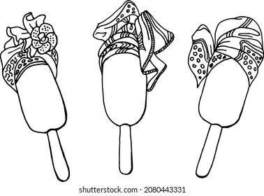 conjunto de helados. ilustración vectorial de helado en un dibujo africano de turban.hand. diseño inusual para publicidad, impresión,banners