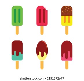 Set of ice cream vector illustration. Minimal flat colorful design. 