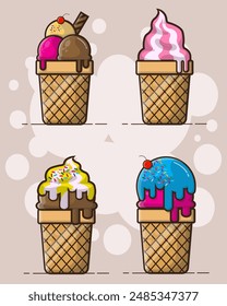 conjunto de Ilustración vectorial de helado , conjunto de ilustración de alimentos