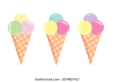 Set of ice cream vector illustrations