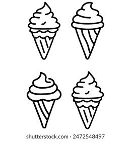 set of ice cream in white background