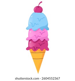 Set of ice cream with white background