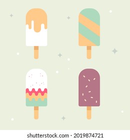 Set of ice creampopsicle flat design vector illustration