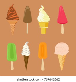 set of ice creams