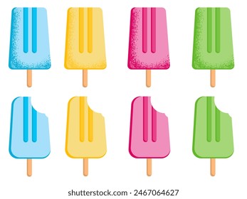 set of ice creams. Colorful ice-cream popsicle.