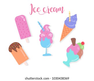 Set of ice creams colorful, vector illustrator