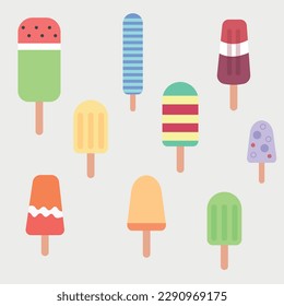 Set of Ice Creams and Popsicle 