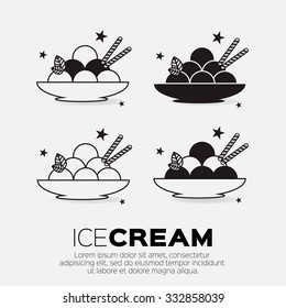 Set of Ice Creams. Sweetness mono vector symbols.