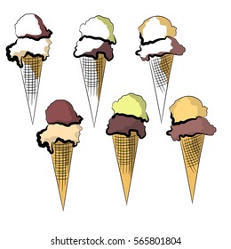 Set of ice creams in vector