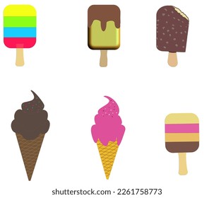 set of ice creams, vector illustration 