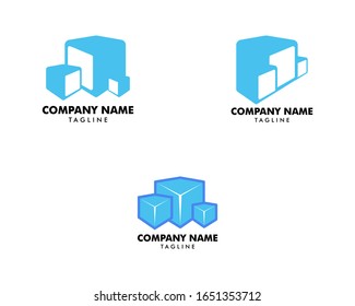 Set of Ice Cubes Logo Design Icon Vector Illustration