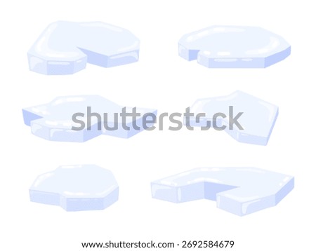 Set of Ice Floes and Iceberg Chunks Illustration