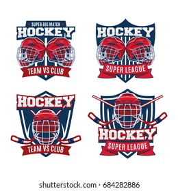 Set of Ice Hockey badge, logo, emblem team tournament template