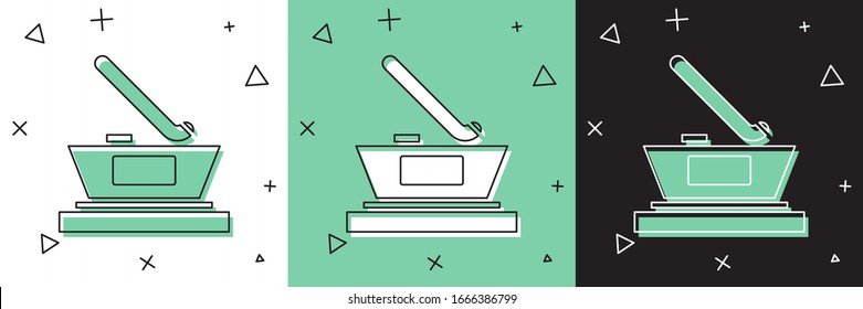 Set Ice hockey cup champion icon isolated on white and green, black background. Hockey trophy.  Vector Illustration