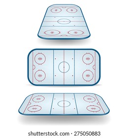 Set of ice hockey fields with different perspectives. Vector EPS10 illustration. 