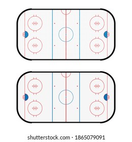 Set of ice hockey fields. Sports vector illustration with and without texture.