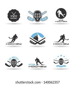 Set of ice hockey icons.