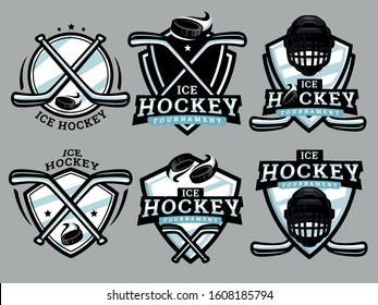 Set of ice hockey Logo. Ice hockey logo and badge. Ice hockey vector illustration