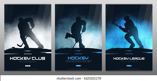 Set of Ice Hockey posters with players and Stick