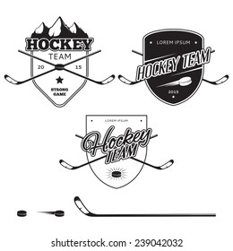 Set of ice hockey teams logos, badges and design elements