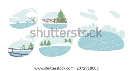 Similar – Image, Stock Photo frozen pond with frozen trees on shore / winter