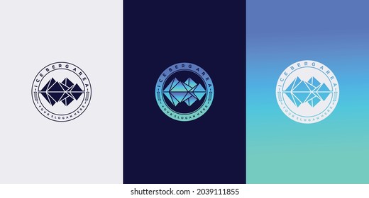 Conjunto de plantillas de diseño de logotipo de iceberg con estilo de emblema creativo Vector Premium