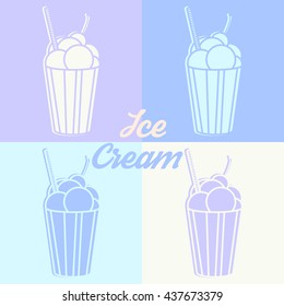 Set of ice-cream in cups