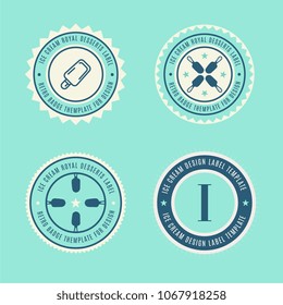 Set of ice-cream shop labels, logotypes and design elements. Vintage collection of different ice cream elements. Cold desserts and ice cream objects. Vector elements for design. Ice cream silhouettes.