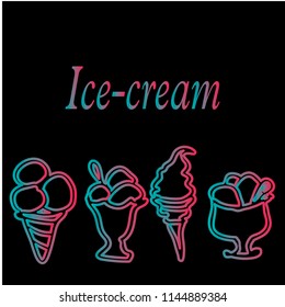 Set of ice-creams in flat design 