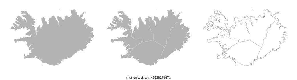 Set of ICELAND Maps with Main Map and Regional maps