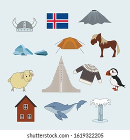 A set of Icelandic symbols. Icelandic animals