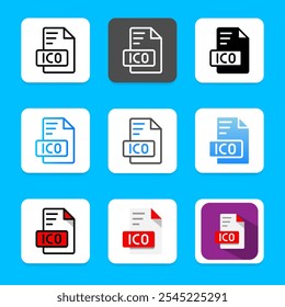 Set of ico file format icons, files type, document, extension and archive.