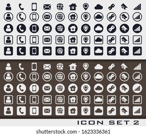 Set icon 2 communication design sign card vc social media network