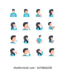 set of icon about on symptoms of the corona virus vector illustration design