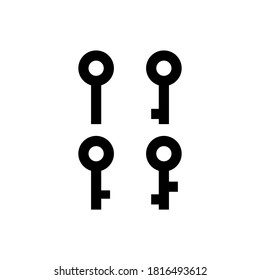 set of icon about simple key with black color for secure project design. vector illustration