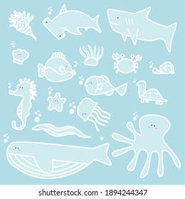 set icon activity beach and underwater