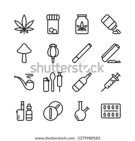 Set of icon addiction and drug