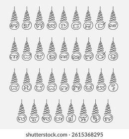 Set of icon alphabet thai tattoo talisman vector design illustration.